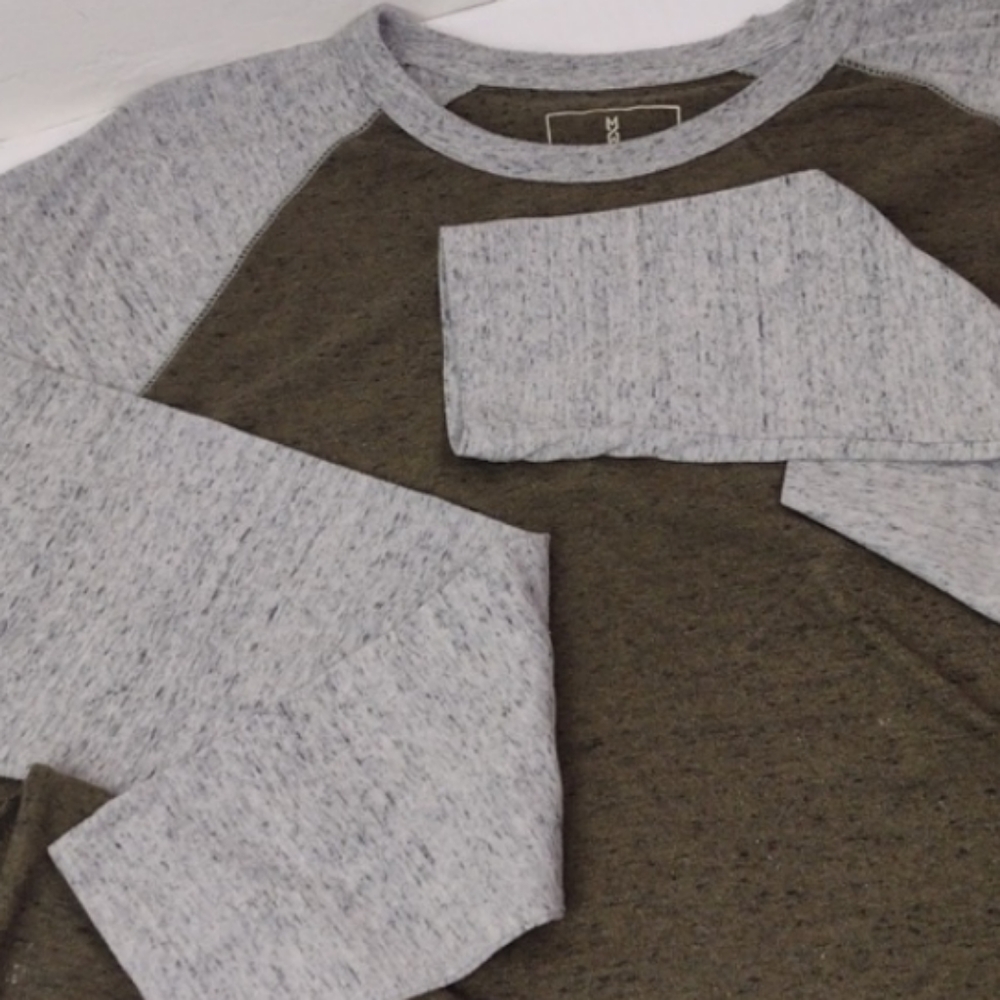 Mutual Weave Dark Sage Green Gray-Long-Sleeve Baseball Tee Jersey Shirt XL - Picture 2 of 12